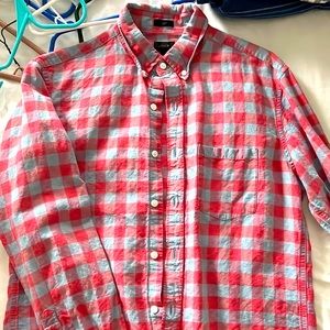 J crew linen cotton long sleeve gingham